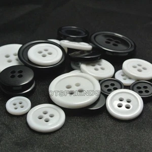 Resin 4-holes Buttons sewing scrapbook shirt Diy 9-38mm white black 100pcs/lots - Picture 1 of 2