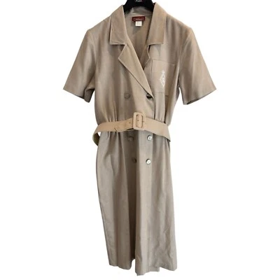 Винтажный 80-х Worthington рубашка платье размер 16 Midi подпоясанный вышитый утилита - Изображение 1 из 4