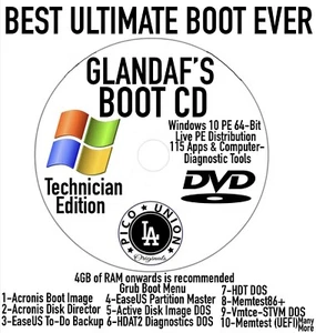 Glandafs WINPE 10 Reset Windows 10 Passwords I delete Files Anti Virus Boot CD - Picture 1 of 1