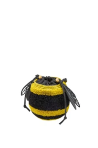 LOEWE $1650 Bee Yellow/Black Raffia Bucket Bag New & Authentic - Picture 1 of 2