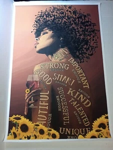 Póster femenino de lienzo motivacional inspiradora mujer fuerte reina negra - Imagen 1 de 1