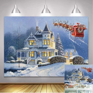 Inverno neve casa di Natale sfondo vigilia di Natale decorazione festa di Natale - Foto 1 di 9