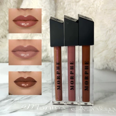 New Morphe Rosy Nude Lip Gloss Set 4.5ml x3 | Trippy, Now Playing & Sweet Tea - Image 1 of 4