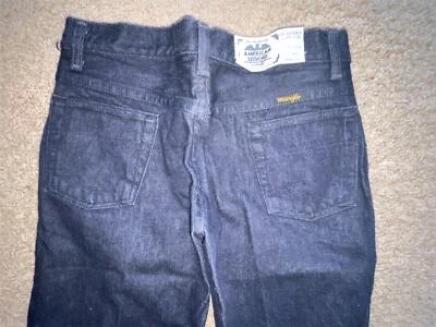 VTG 80S 90S BOYS 28 X 25 BLACK DENIM ACID STONE WASHED WRANGLER JEANS PANTS - Image 1 of 4