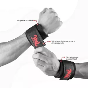Gym Wrist Wraps Brace Weight Lifting Training Gym Straps Support Bar Grips Sport - Imagen 1 de 5