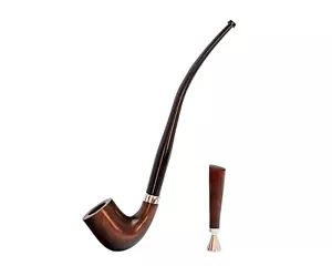 Tabacco da fumo gambo lungo LOTR gandalf pipa in legno Churchwarden fatto a mano SET KIT - Foto 1 di 7