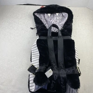 BETSEY JOHNSON Felpa con cappuccio animale zaino nero sfocato borsa libro cerniera Little Monster - Foto 1 di 13