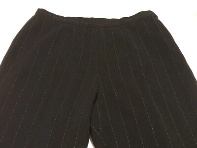 LE SUIT WOMENS SZ 10P WIDE LEG WIDE PINSTRIPE LINED BLACK DRESS PANTS VGUC VTG? - Image 1 of 4