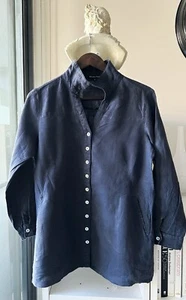 Gordon Smith 100% Linen Shirt Navy Size 8 - Picture 1 of 6