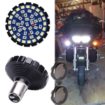 Front 2" Led Turn Signal Light 1157 Bulb For Harley Touring Road Glide Limited - Image 1 of 4