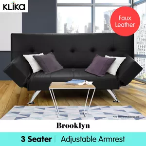 Brooklyn Sofa Bed Faux Leather Lounge Couch Futon Furniture Adjustable Suite BK - Picture 1 of 6