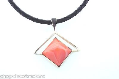 Carnelian Pyramid Necklace Leather Cord Reiki Healing Crystal Unisex Jewelry - Image 1 of 4