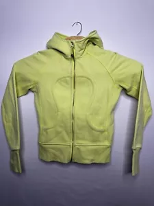 Felpa con cappuccio Lululemon Scuba full zip foderata in pile donna taglia 6 verde lime giallo - Foto 1 di 13