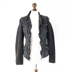 GOOSECRAFT Jacke Gr S Leder Leather Militär Parka001 Baumwolle Cotton Biker CHIC - Bild 1 von 10