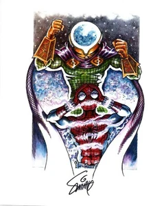 SPIDER-MAN vs MYSTERIO / ORIGINAL ART PRINT SIGNED by JOHN "SMITTY" SMITH w/COA* - Picture 1 of 1