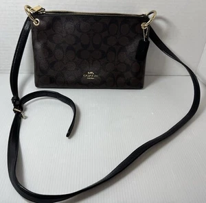 Coach Mia Crossbody Damen Tasche Leder braun / schwarz Reißverschluss - Bild 1 von 12