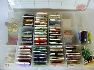 70+ Cards Assorted Embroidery Floss In Darice Plastic Organizer Box - Picture 1 of 8