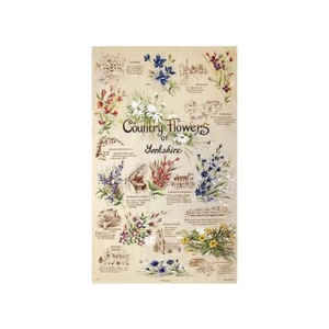 NEW Country Flowers of Yorkshire Traditional Tea Towel 100% Cotton - Picture 1 of 1