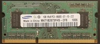 Samsung 1GB 1Rx8 PC3-8500S DDR3 1066MHz laptop RAM, M471B2873FHS-CF8 SODIMM - Image 1 of 2