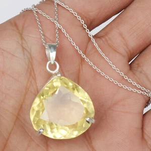 125ct Yellow Citrine Gem Pendant 925 Sterling Silver Jewelry for Mother's Day - Picture 1 of 4