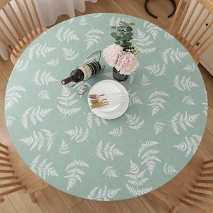 Round Vinyl Fitted Tablecloth, Waterproof Elastic Table 48" (Round) Green - Picture 1 of 8