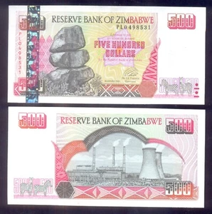 Zimbabwe 500 dollari 2001 P10 UNC - Foto 1 di 1