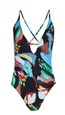 Reiss - Traje de baño de una pieza con estampado Carolina frontal, pequeño - venta al por menor: $160 Foto 1 de 4