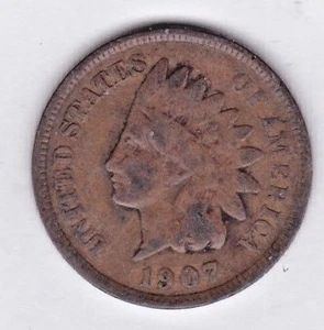 1907 INDIAN HEAD CENT in GOOD condition :~ PLEASE SEE THE SCAN    stk u20 - Picture 1 of 4