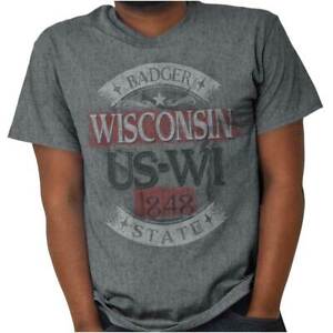 Traditional Wisconsin US Pride Tourist WI Adult Short Sleeve Crewneck Tee