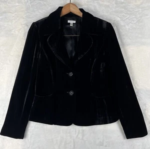 Semantiks Anthropologie Whimsy Goth Crushed Black Velvet Lined Jacket Blazer 8P - Bild 1 von 19