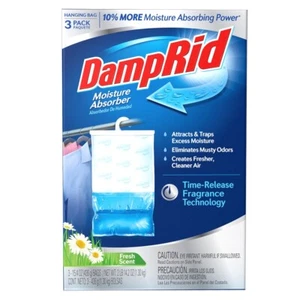 DampRid Fragrance Free Hanging Moisture Absorber - Pack of 3 USA Free Shipping - Picture 1 of 8