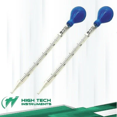 2Pcs Graduated Medicine Glass Droppers 10ml Transfer Pipet Pipette 8" with Scale - Image 1 of 3