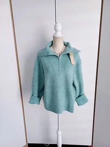 ❤️ Türkis Blau Grün Oversize Strickpullover 🌞 Kragen NEU Blogger Vintage - Bild 1 von 10
