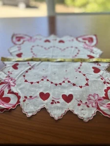 Vintage Valentine’s Hankie Hearts Ribbons - Picture 1 of 1