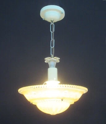 Lámpara de techo antigua vintage Art Deco restaurada 3 cadenas FX370 Foto 1 de 4