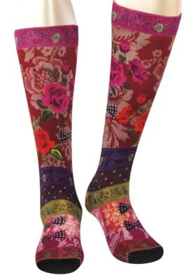 COOL7, 3D Print Kniestrümpfe, Autumn Roses, Blume Schleife Viskosemix rosa 36-40 - Bild 1 von 2