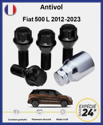 Muttern Diebstahschutzsystem für Räder Schwarz Fiat 500L 2012-2024 Foto 1 de 3