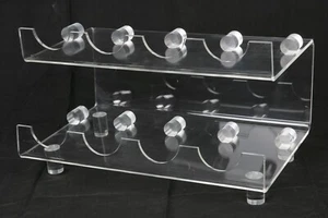SIGNED Mid Century Modern Lucite Wine Rack w/ Pillars Vintage MOD Retro OLD Art - Picture 1 of 12