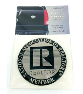 Emblema automático marca REALTOR 3 pulgadas redondo plateado R con letras de miembro NAR - Imagen 1 de 3