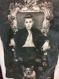 Justin Bieber Throne Dog Image Adult White T Shirt Large L A2-7 - Picture 1 of 7