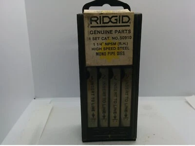 RIDGID 50910 MONO PIPE DIES, 1 1/4" NPSM, RH, HIGH SPEED STEEL, 4 PC PKG, NIB - Image 1 of 3
