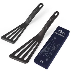 HOTEC Heat Resistant Silicone Slotted Fish Turner Spatula Set Flipper Cooking - Picture 1 of 7