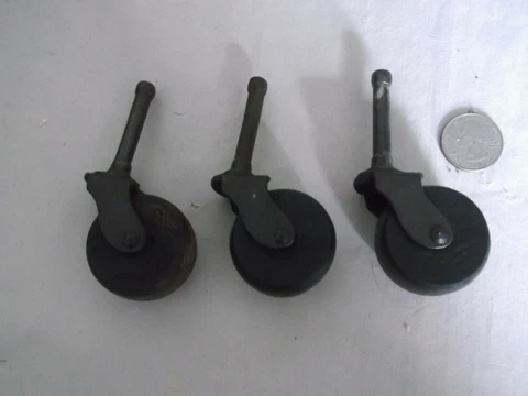 3 MATCHING Vintage WOOD furniture casters Cover