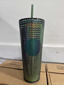 Vaso iridiscente Starbucks Green Rainforest Grid otoño 2022 Venit 24 oz - Imagen 1 de 3