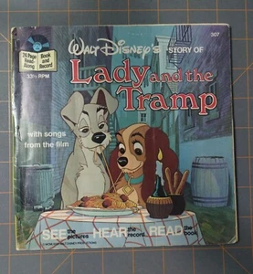 1979 Walt Disney Children's Book With Record "Lady & The Tramp” Fair Condition - Picture 1 of 5