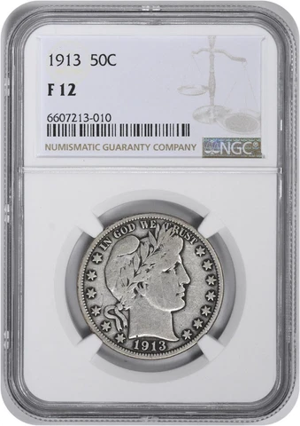 1913 Barber Silver Half Dollar F12 NGC Cover
