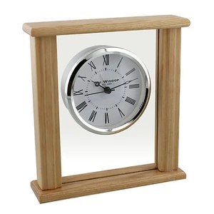 LIGHT WOOD & GLASS MANTEL CLOCK.NEW AND BOXED. - Picture 1 of 4