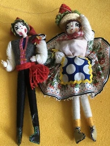 Vintage Folk Handmade Couple Dolls 10” - Picture 1 of 8