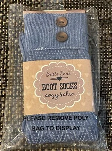 Britt’s Knits Boot Socks Women’s Blue Perfect for Fall - Picture 1 of 4