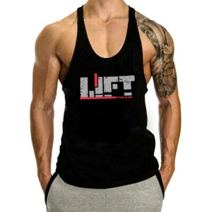 Men's Workout Tank Tops Gym Muscle Tee Fitness Bodybuilding Sleeveless T Shirts - Picture 1 of 18